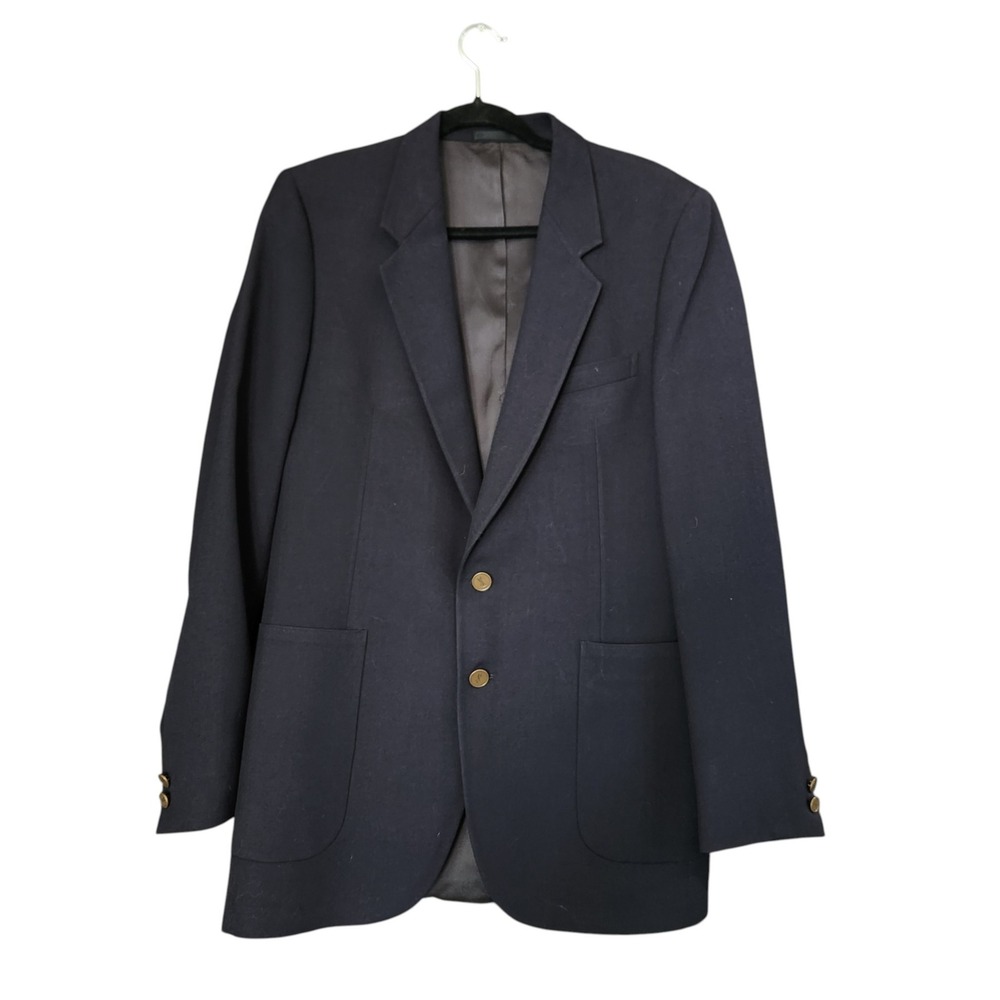 Vtg YSL Yves Saint Laurent Mens 40 Navy Blue Blazer YSL Gold Buttons